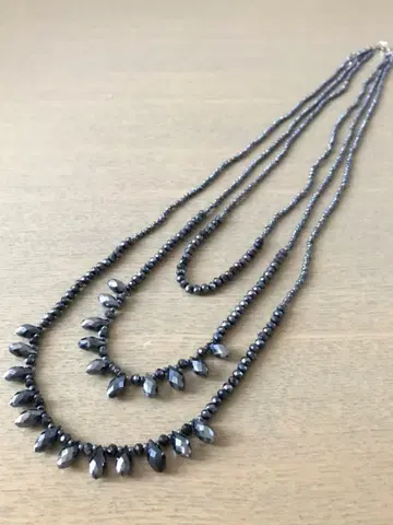 3연 비즈 롱 목걸이