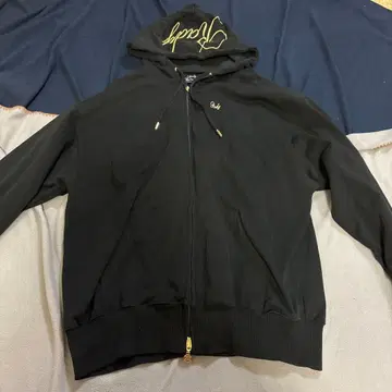 Rady 블랙 풀 집업 후드티 골드 자수