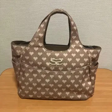 SAVOIY 하트 무늬 베이지 핸드백