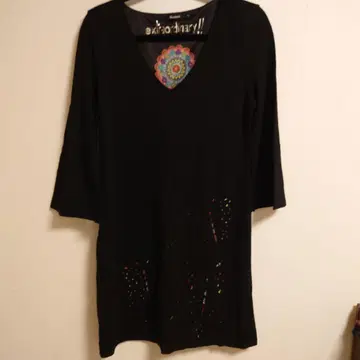 Desigual 블랙 V넥 XL 원피스
