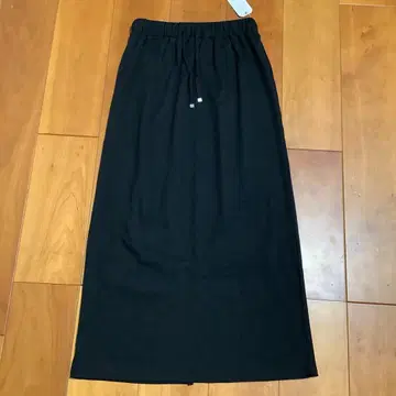 롱 스커트 블랙 블랙 편안함 컷 리브 스커트