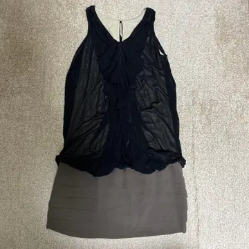 LE A NOULE 프릴 디자인 드레스 네이비 그레이