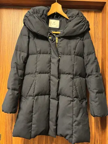 에프데 미들 기장 다운 코트 네이비 볼륨 옷깃 7호