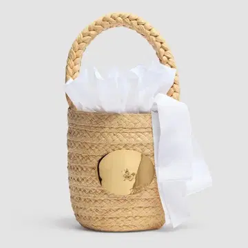 새상품 PATOU 라피아 아이코닉 버킷 백 white