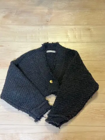 Coco Deal 다크 그레이 크롭 니트 스웨터 볼레로 가디건