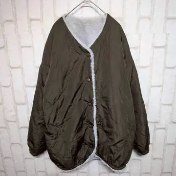 고품질 Soup.plus+ 블루종 호리병 퀼팅 노카라 카키