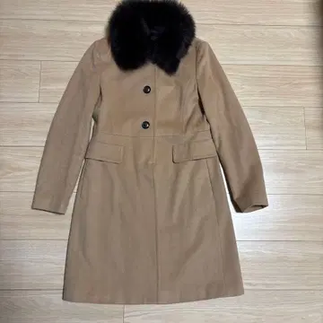 BALLSEY 베이지 퍼 옷깃 롱 코트