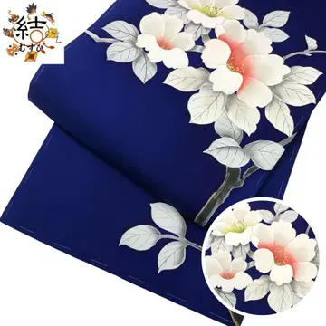 MO-3467 나고야 오비 시오제 손그림 꽃 무늬 파란색 교육용 실