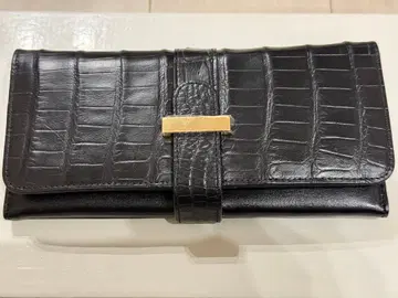 크로커다일풍 장지갑 인조 가죽 블랙
