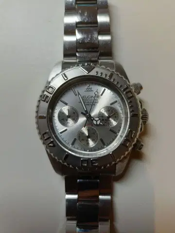 ELGIN 크로노그래프 손목시계 실버
