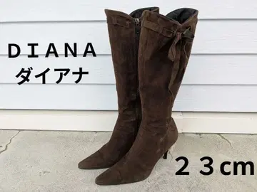 23cm DIANA 다이애나 브라운 스웨이드 롱 부츠 리본 포함
