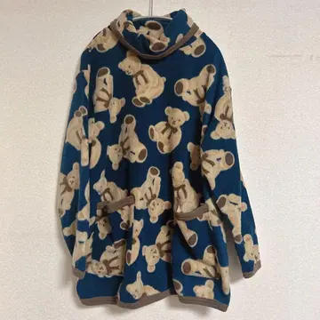 곰 무늬 플리스 긴팔 상의