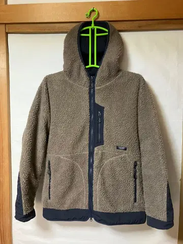 플리스 자켓 베이지 후드 부착