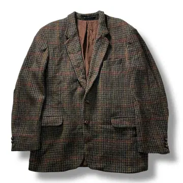 90s 해리스 트위드 울 테일러드 자켓 52 건클럽 체크
