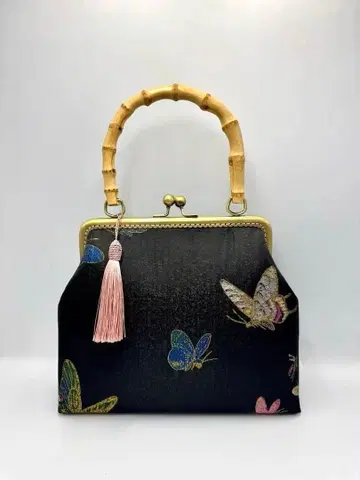 [ 핸드메이드 ] 가마구치 핸드 백 대나무 손잡이 #544