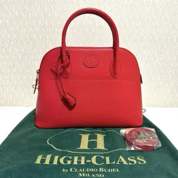[ 미사용 ] HIGH CLASS 하이크라스 가죽 핸드백 2Way 레드