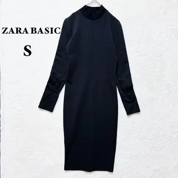 자라 베이직 타이트 원피스 I라인 긴팔 블랙 S 모크넥 롱 기장