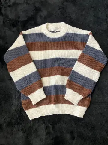 ANCHOR SMITH 보더 니트 L 브라운 x 네이비 x 화이트 루즈핏