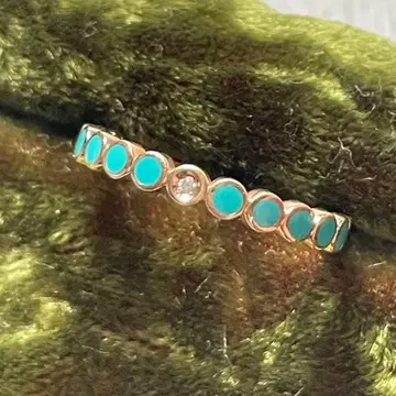 스타 주얼리 STARJEWERY 다이아 터콰이즈 에나멜 반지 9호