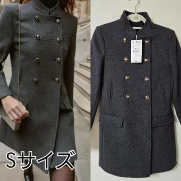 ZARA 울 더블 브레스트 코트 택 포함