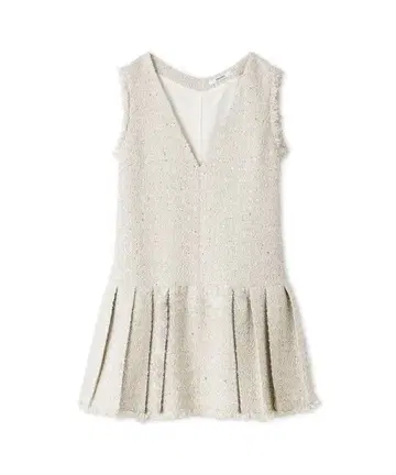 SNIDEL V넥 트위드 점프수트 [ 강혜원 착용 ] 아이보리 1