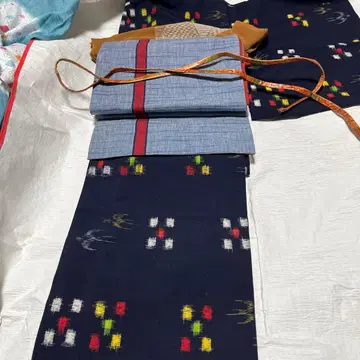 5점 (앙상블 기모노, 오비, 오비 장식 천, 허리띠) 세트