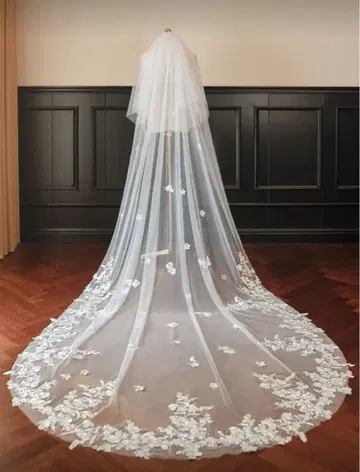 자수 롱 웨딩 베일 / 베일 다운 대응