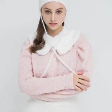 lillilly 라메 샤기 니트 가디건 핑크