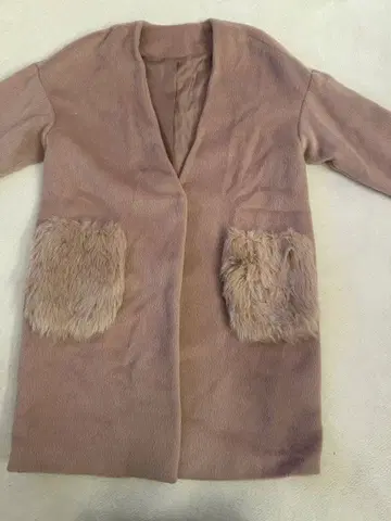 플리스 롱 코트 핑크 퍼 포함