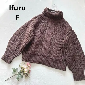 이플 케이블 짜임 터틀넥 니트 스웨터 큼직한 숏 기장 F