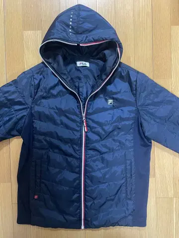 FILA 골프용 패딩 자켓 남성용 후드 부착 네이비 방한 경량