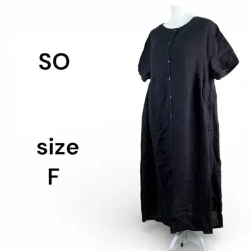 [에스오] 원피스 새상품급 블랙 F나츄란 린넨 100% 루즈핏