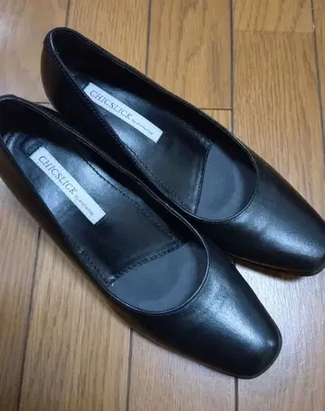 CHICSLICK 무지 천연 가죽 펌프스 포멀 블랙 22.5cm EEE