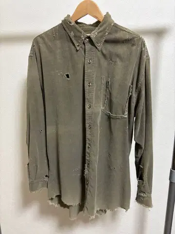 RESURRECTION 리자레션 남성용 데미지 가공 코듀로이 셔츠