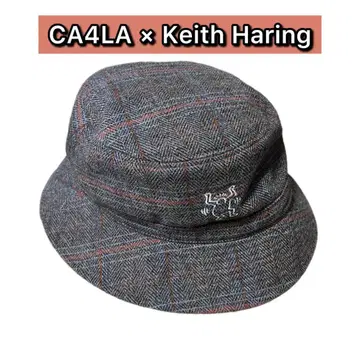 브라운 CA4LA 키스 해링 콜라보 울 혼방 버킷햇 일본제