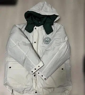 McGREGOR 맥그리거 다운 자켓 화이트 x 그린 후드 부착 아이비