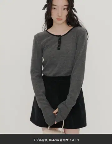 giunon 롱 슬리브 리브 상의