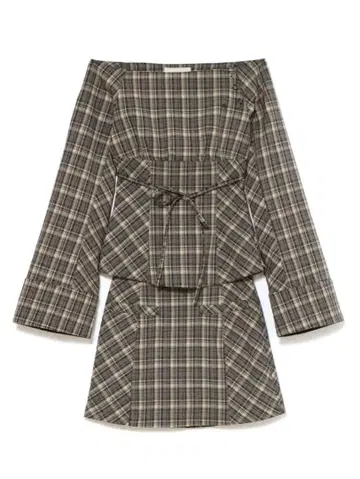 andmary Adel check set up / beige (S)