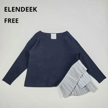 ELENDEEK 엘렌딕 비대칭 플리츠 니트 네이비