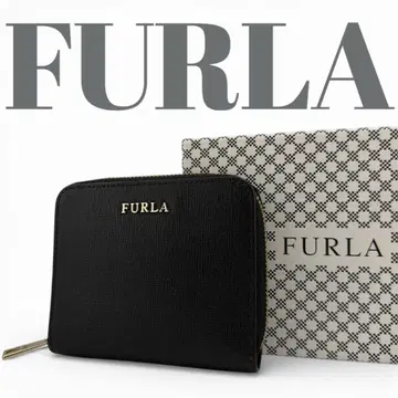 새상품급 FURLA 훌라 라운드 지퍼 이단 접이 지갑 가죽 블랙