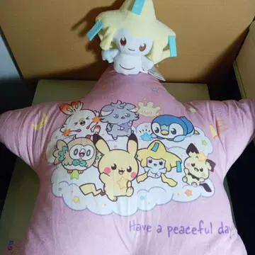 별 모양 쿠션과 지라치 봉제 인형 세트 피카츄 포켓몬