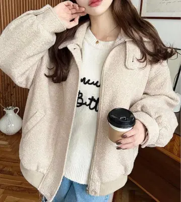 링 페이크 울 2WAY 어레인지 칼라 블루종