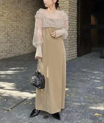 카프리슈레마쥬 [ 포멀 ] 튤 프릴 벨로아 원피스