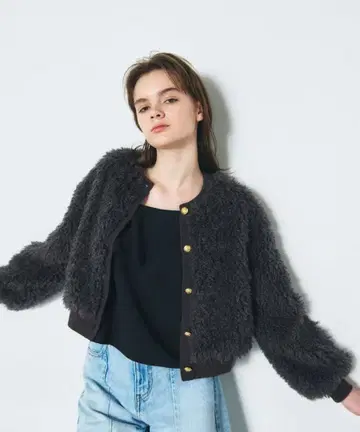 그레이스 콘티넨탈 인조 모피 니트 가디건 36 ( M )