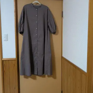 무인양품 브라운 반팔 롱 셔츠 원피스 L