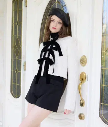 프론트 리본 니트탑