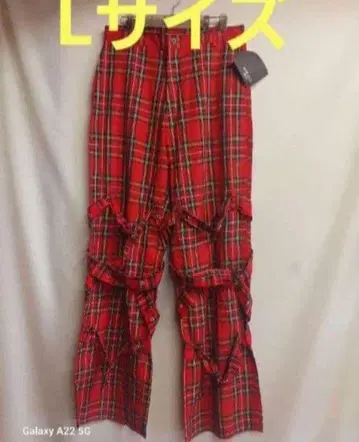 MAD 남성용 타탄 체크 본지티 팬츠 빨간색 L