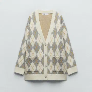 ZARA 자라 아가일 무늬 니트 가디건
