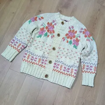 더블 클로젯 꽃무늬 니트 가디건 카우친 큐브 슈가