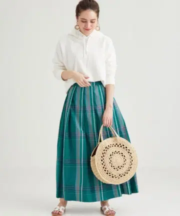 LE GLAZIK | 메모리 타프타 체크 개더 스커트